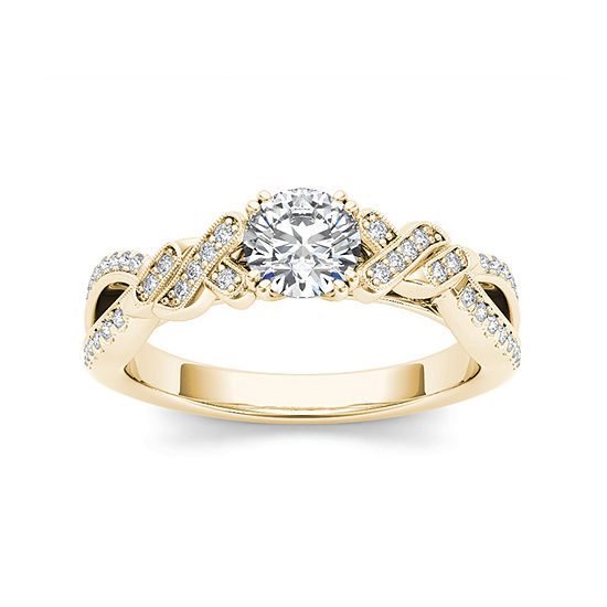 Womens 3/4 CT. T.W. Genuine White Diamond 14K Gold Engagement Ring