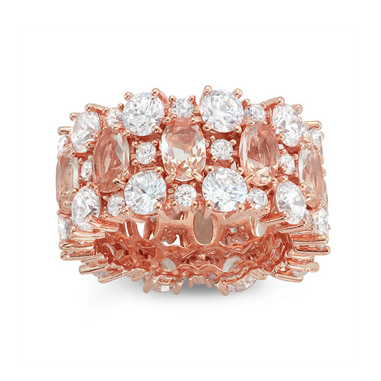 Womens Simulated Pink Morganite 14K Rose Gold Over Silver Cocktail Ring