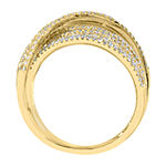 Effy  Womens 1 CT. T.W. Genuine Diamond 14K Gold Crossover Cocktail Ring