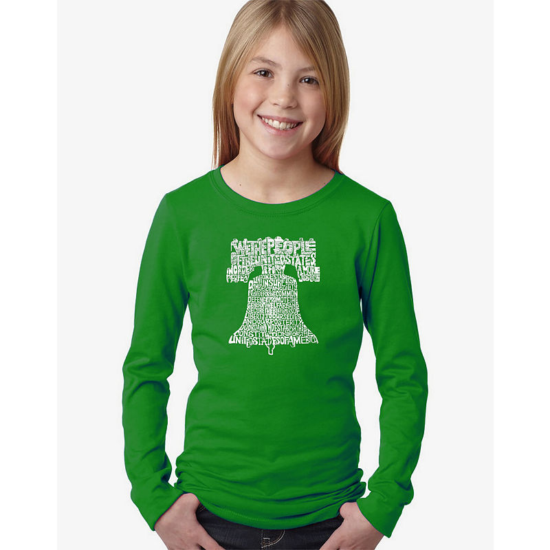 Los Angeles Pop Art Liberty Bell Graphic T-Shirt Girls, Green