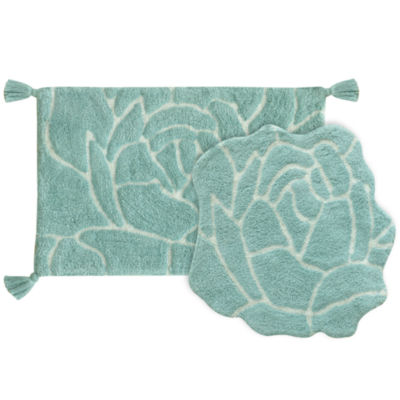 teal bath mat set