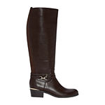 Liz Claiborne Womens Townsend Wide Calf Riding Boots Stacked Heel