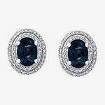 Effy 1/3 CT. T.W. Diamond & Genuine Blue Topaz 14K White Gold 11.6mm Stud Earrings