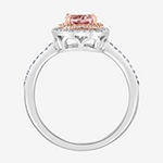 Effy Womens 1/4 CT. T.W. Diamond & Genuine Pink Morganite 14K White Gold Cocktail Ring