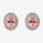 Effy 1/3 CT. T.W. Diamond & Genuine Pink Morganite 14K Two Tone Gold 11.6mm Stud Earrings