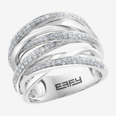 Effy  Womens 1/2 CT. T.W. Genuine Diamond 14K White Gold Cocktail Ring