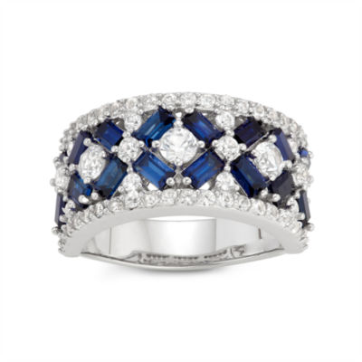 Womens Lab Created Blue Sapphire Sterling Silver Cocktail Ring JCPenney
