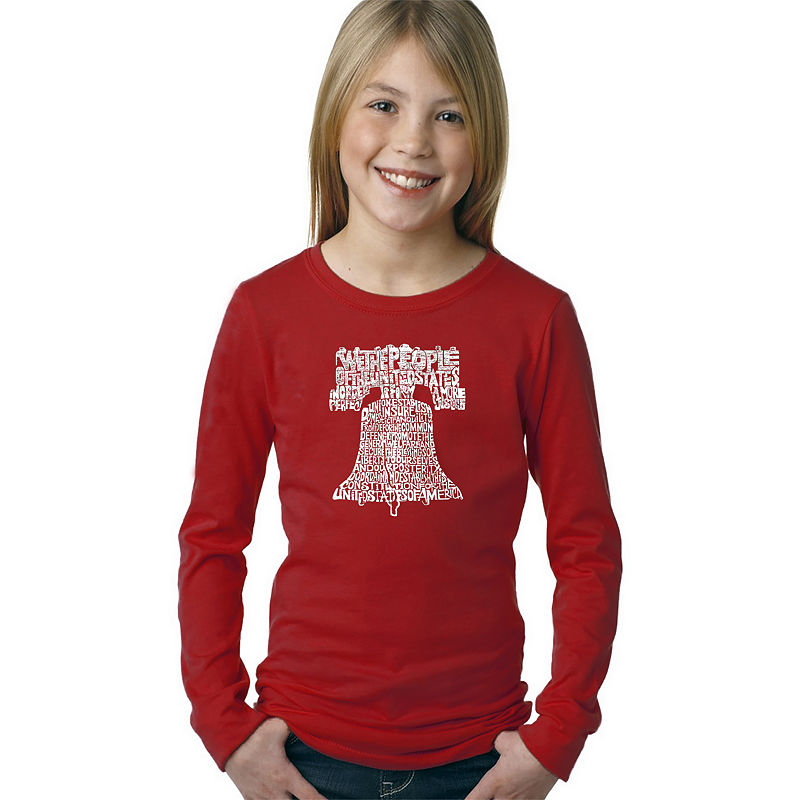 Los Angeles Pop Art Liberty Bell Graphic T-Shirt Girls, Red