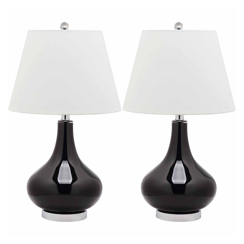 Safavieh Lemon Gourd Glass Lamp- Set Of 2, Black