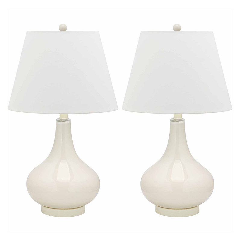 Safavieh Lemon Gourd Glass Lamp- Set Of 2, White