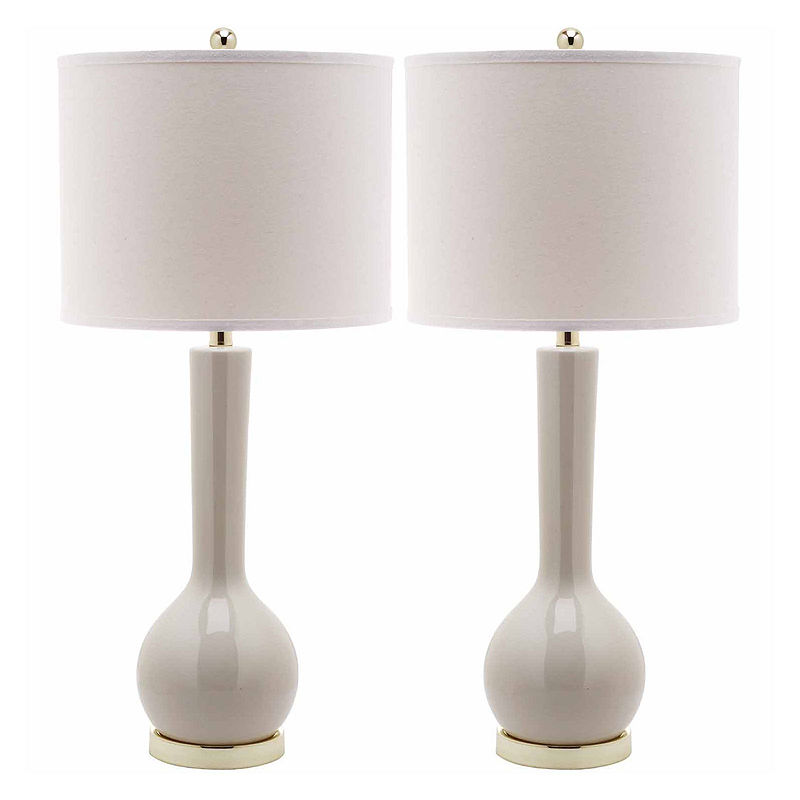 Safavieh Mei Long-Neck Ceramic Table Lamps- Set Of2, Gray