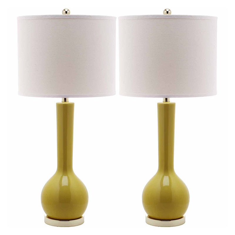 Safavieh Mei Long-Neck Ceramic Table Lamps- Set Of2, Yellow