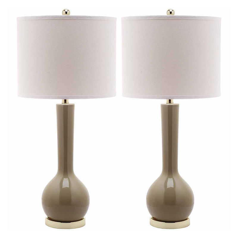 Safavieh Mei Long-Neck Ceramic Table Lamps- Set Of2, Beige