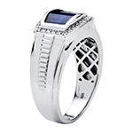 Mens 3 CT. T.W. Lab Created Blue Sapphire Platinum Over Silver Fashion Ring