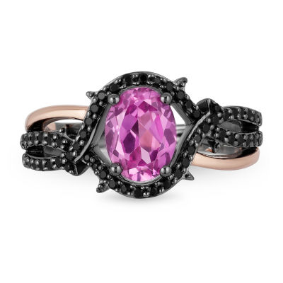 Enchanted Disney Fine Jewelry Villains Womens 1/4 CT. T.W. Lab Created Pink Sapphire 14K Rose