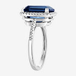 Effy Womens 1/5 CT. T.W. Diamond & Genuine Blue Topaz 14K White Gold Cocktail Ring