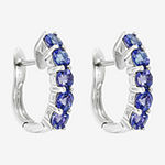 Effy  Genuine Blue Tanzanite Sterling Silver 21.3mm Hoop Earrings