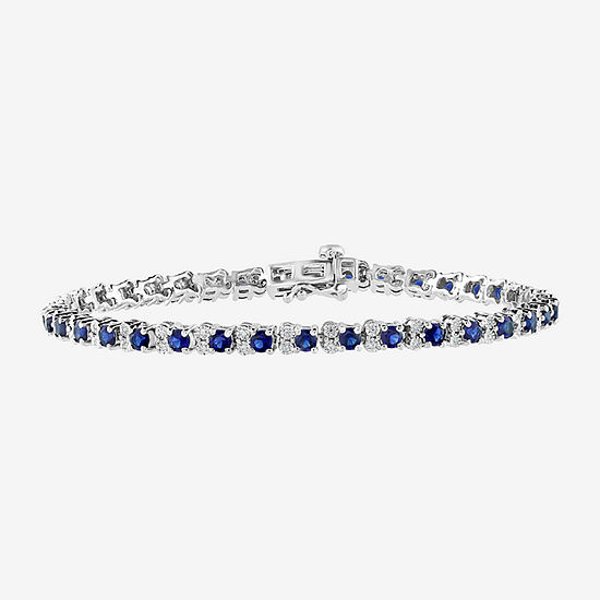 Effy 1/5 CT. T.W. Diamond & Genuine Blue Sapphire Sterling Silver Tennis Bracelet