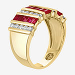 Effy Womens 5/8 CT. T.W. Diamond & Genuine Red Ruby 14K Gold Cocktail Ring