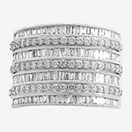 Effy  Womens 1 1/2 CT. T.W. Genuine Diamond 14K White Gold Cocktail Ring