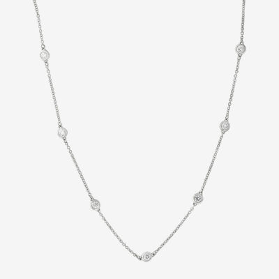 Effy  Womens 1/5 CT. T.W. Genuine Diamond 14K White Gold Strand Necklace