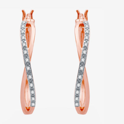 Limited Time Special! 1/10 CT. T.W. Genuine Diamond 14K Rose Gold Over Silver Hoop Earrings