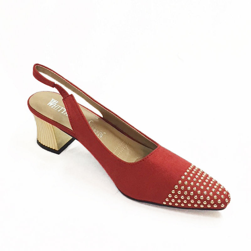 Whittall & Shon Womens Soft Toe Cone Heel Studs Pumps, Size 9 Medium, Red