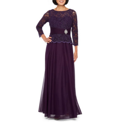 jackie jon short sleeve embellished evening gown