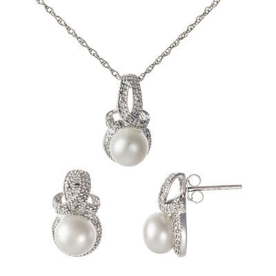 Diamond Accent White Cultured Freshwater Pearl Sterling Silver 3