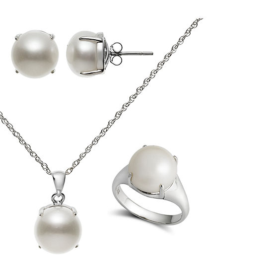 White Cultured Freshwater Pearl Sterling Silver 4-pc. Jewelry Set