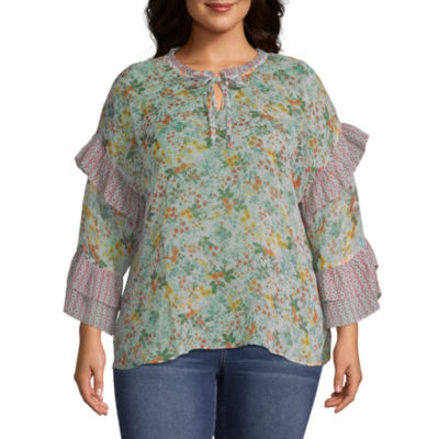 jcpenney plus size peasant tops