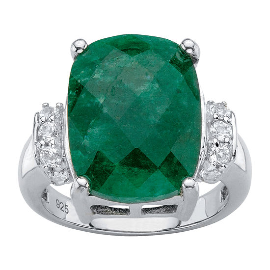 Womens Genuine Green Emerald Sterling Silver Cocktail Ring - JCPenney