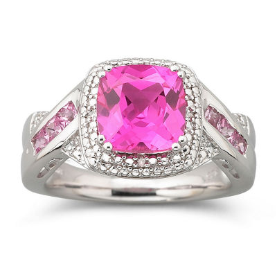 Cushion Pink Sapphire & Diamond-Accent Ring - JCPenney