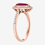 Effy Womens 1/3 CT. T.W. Diamond & Genuine Red Ruby 14K Rose Gold Cocktail Ring