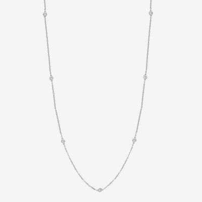 Effy  Womens 1/4 CT. T.W. Genuine Diamond Sterling Silver Strand Necklace