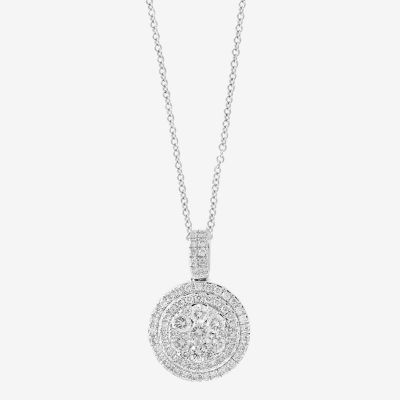 Effy  Womens 3/4 CT. T.W. Genuine Diamond 14K White Gold Pendant Necklace