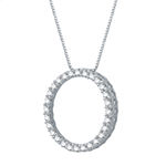 Ever Star Womens 1/2 CT. T.W. Lab Grown White Diamond 10K White Gold Circle Pendant Necklace