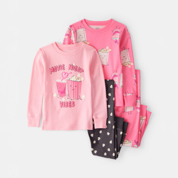 Carter's Toddler Girls Rib Round Neck Long Sleeve 4-pc. Pajama Set