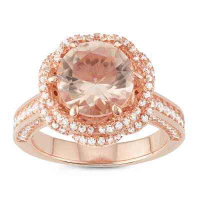 Womens Simulated Pink Morganite 14K Rose Gold Over Silver Cocktail Ring ...