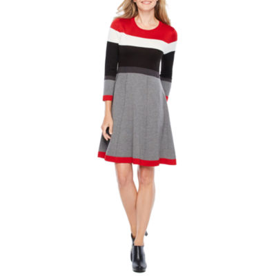 Bring Comfortable Jessica Howard Long-sleeve Striped Sweater Dress ...