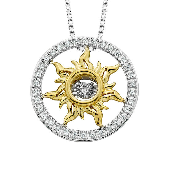 Enchanted Disney Fine Jewelry 1/10 CT. T.W. Genuine Diamond 14K Gold & Sterling Silver Pendant Necklace
