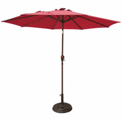 Outdoor Oasis 9 Ft Led Cranktilt Market Patio Umbrella