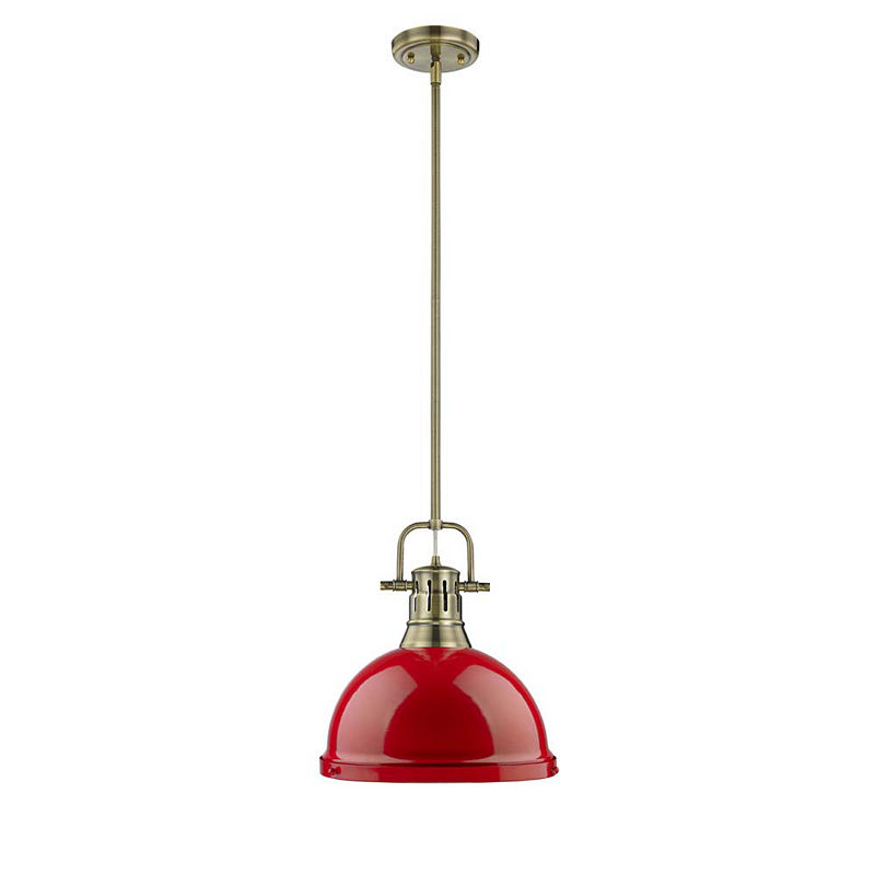 Duncan 1-Light Pendant With Rod In Aged Brass, Yellow