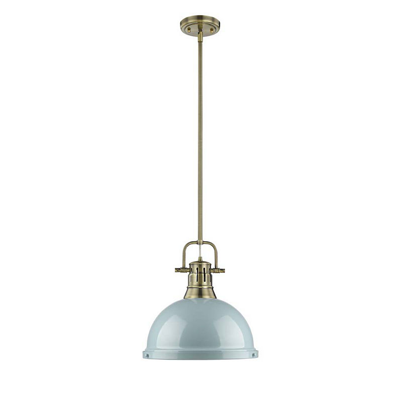 Duncan 1-Light Pendant With Rod In Aged Brass, Yellow