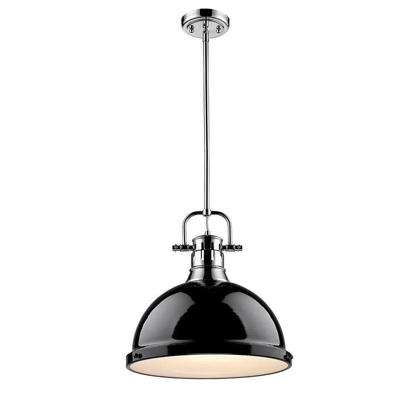 Duncan 1-Light Pendant With Rod In Chrome, Silver