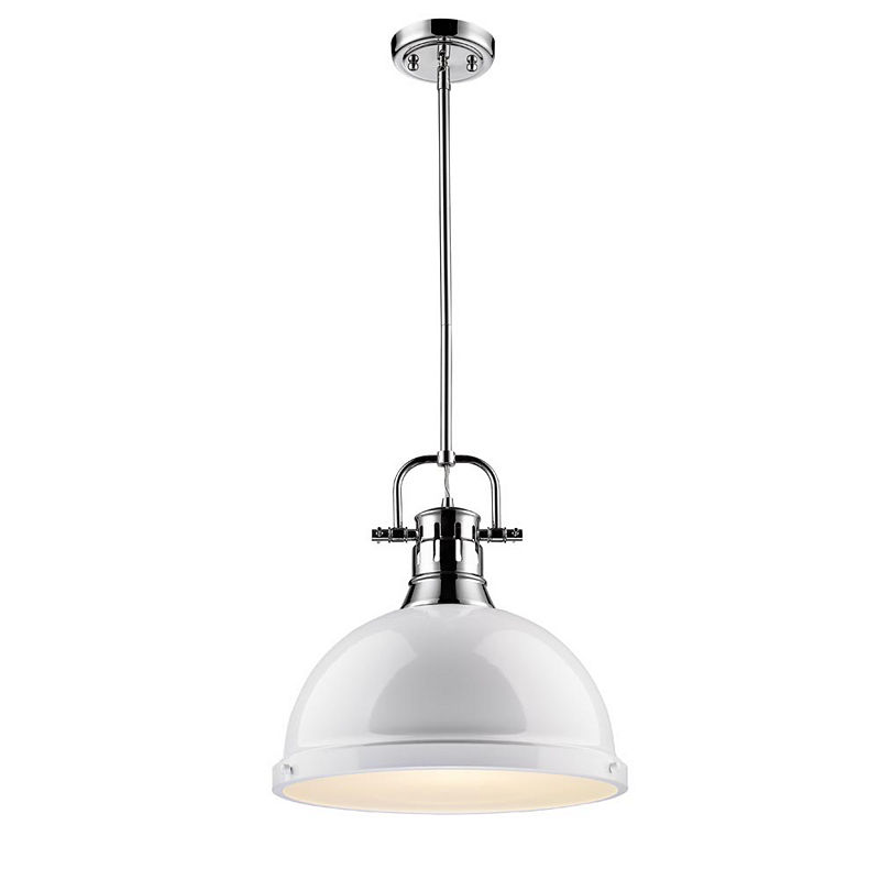 Duncan 1-Light Pendant With Rod In Chrome, Silver