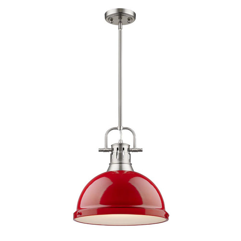 Duncan 1-Light Pendant With Rod In Pewter, Silver