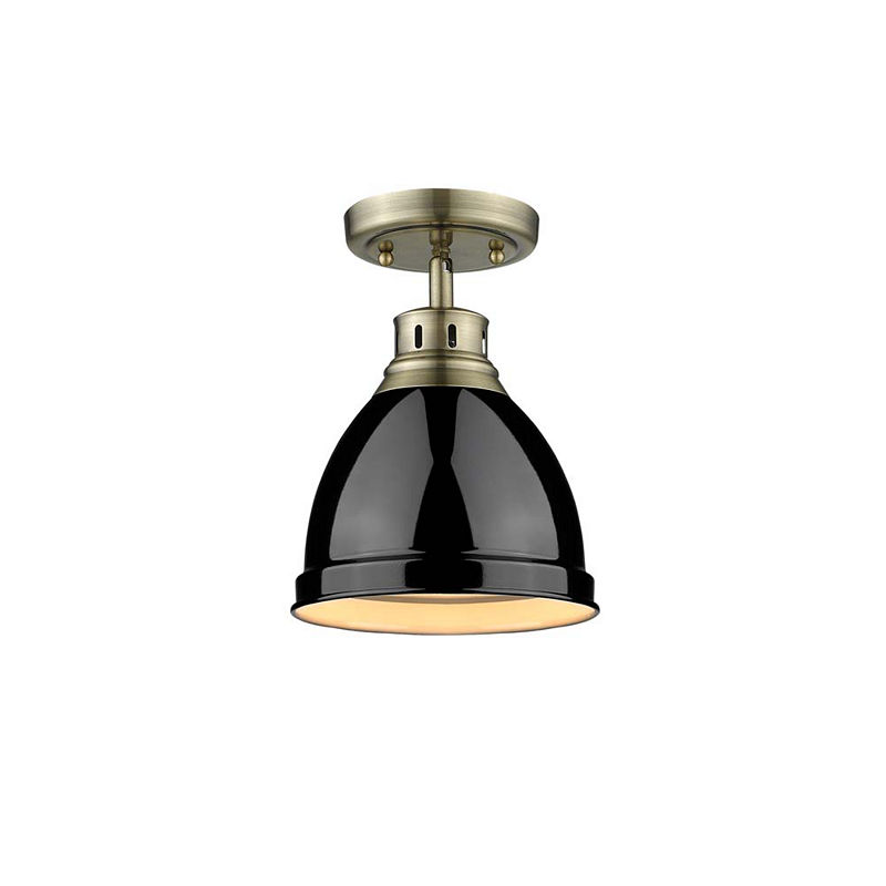 Duncan Flush Mount In Aged Brass, Yellow