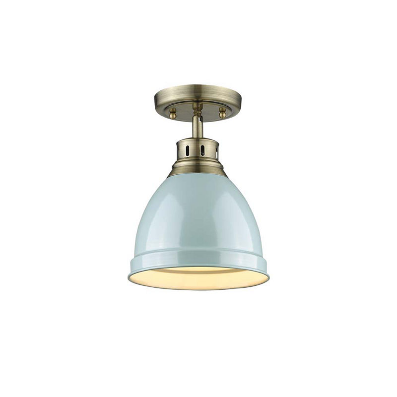 Duncan Flush Mount In Aged Brass, Yellow