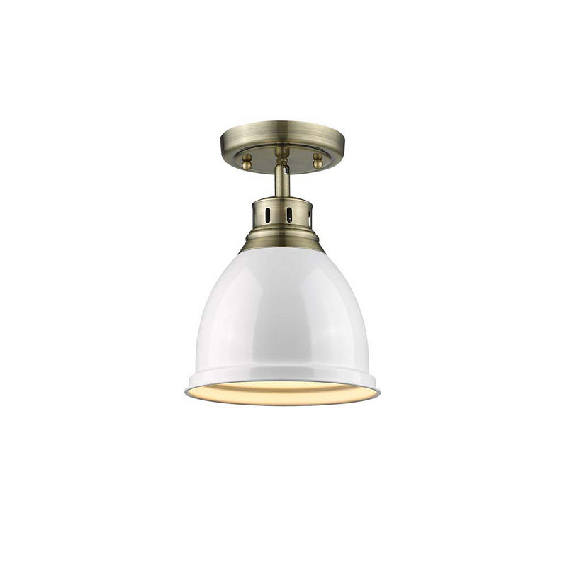 Duncan Flush Mount In Aged Brass, Yellow